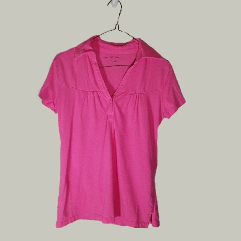 New York & Company Womens Short Sleeve Shirt Collared